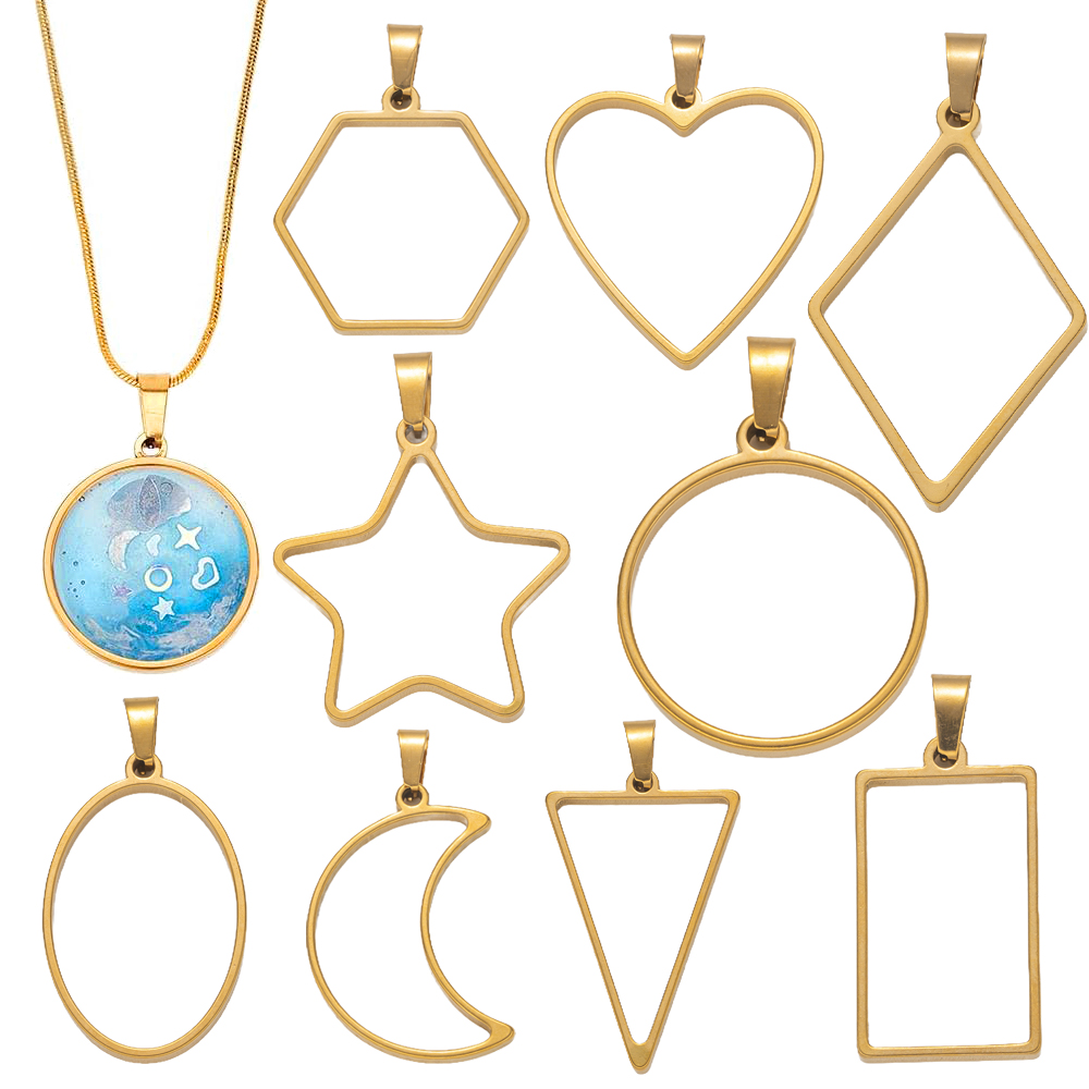 Resin Art Pendant - 5 قطعة الفولاذ المقاوم للصدأ مفتوحة