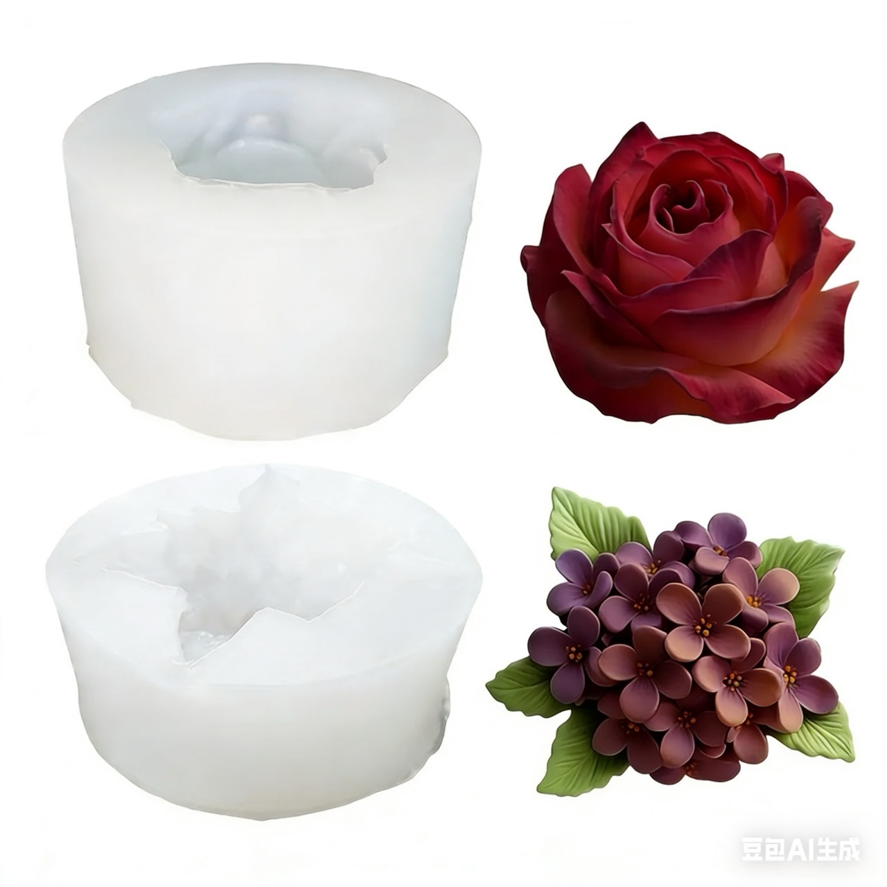 Resin Art Design For Wedding - قطعتان من قوالب السيليكون لزهرة الورد