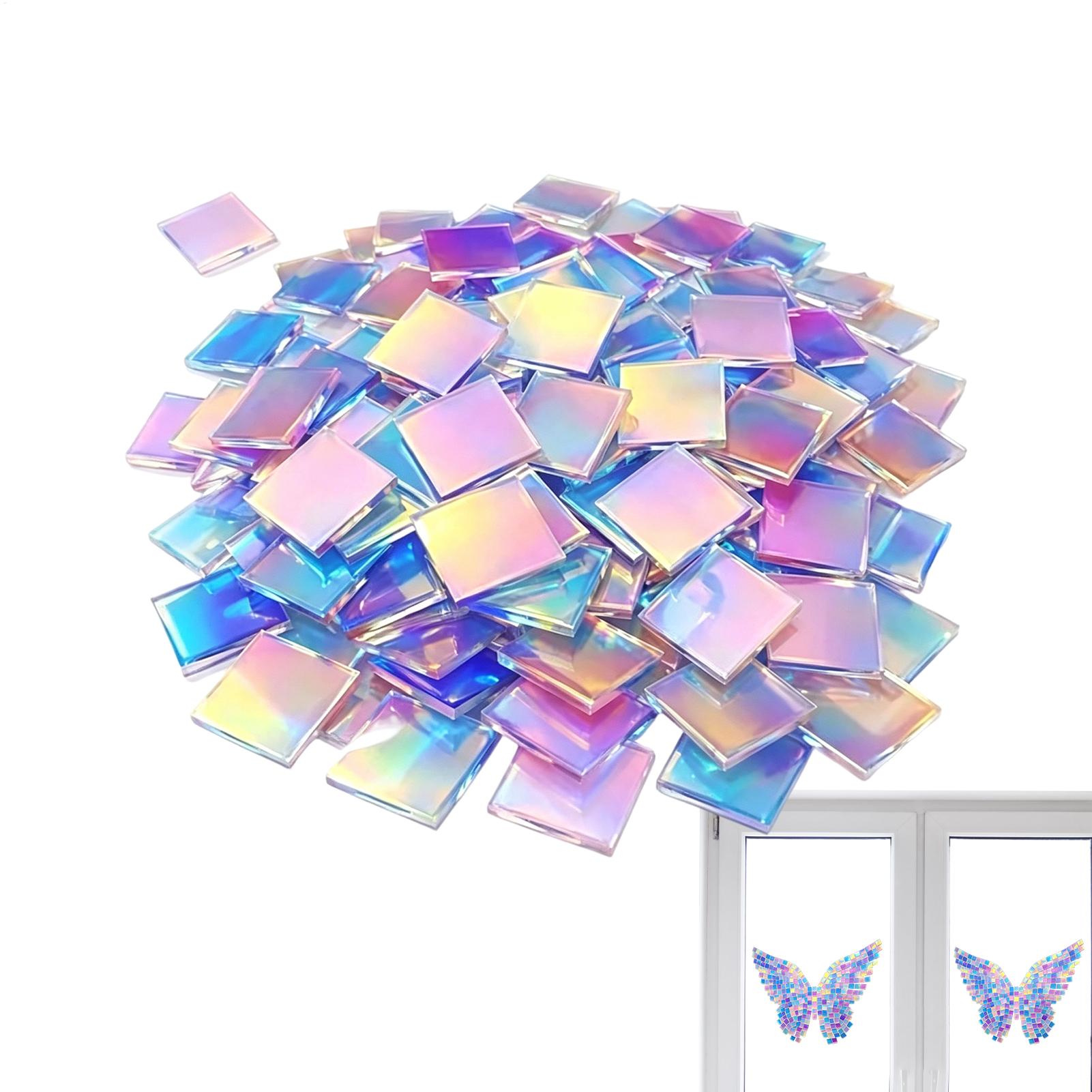 Resin Art Acrylic - مربعات أكريليك هولوغرافية 100 قطعة، ألواح