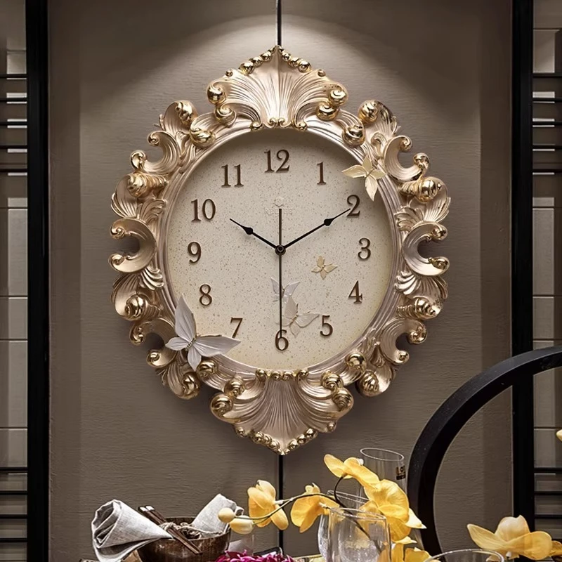 Resin Art Wall Clock - ساعة حائط للغرفة على الطراز الأوروبي