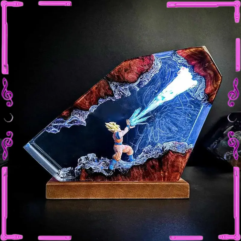 Resin Art Goku - مصباح ليلي LED من الإيبوكسي بتصميم