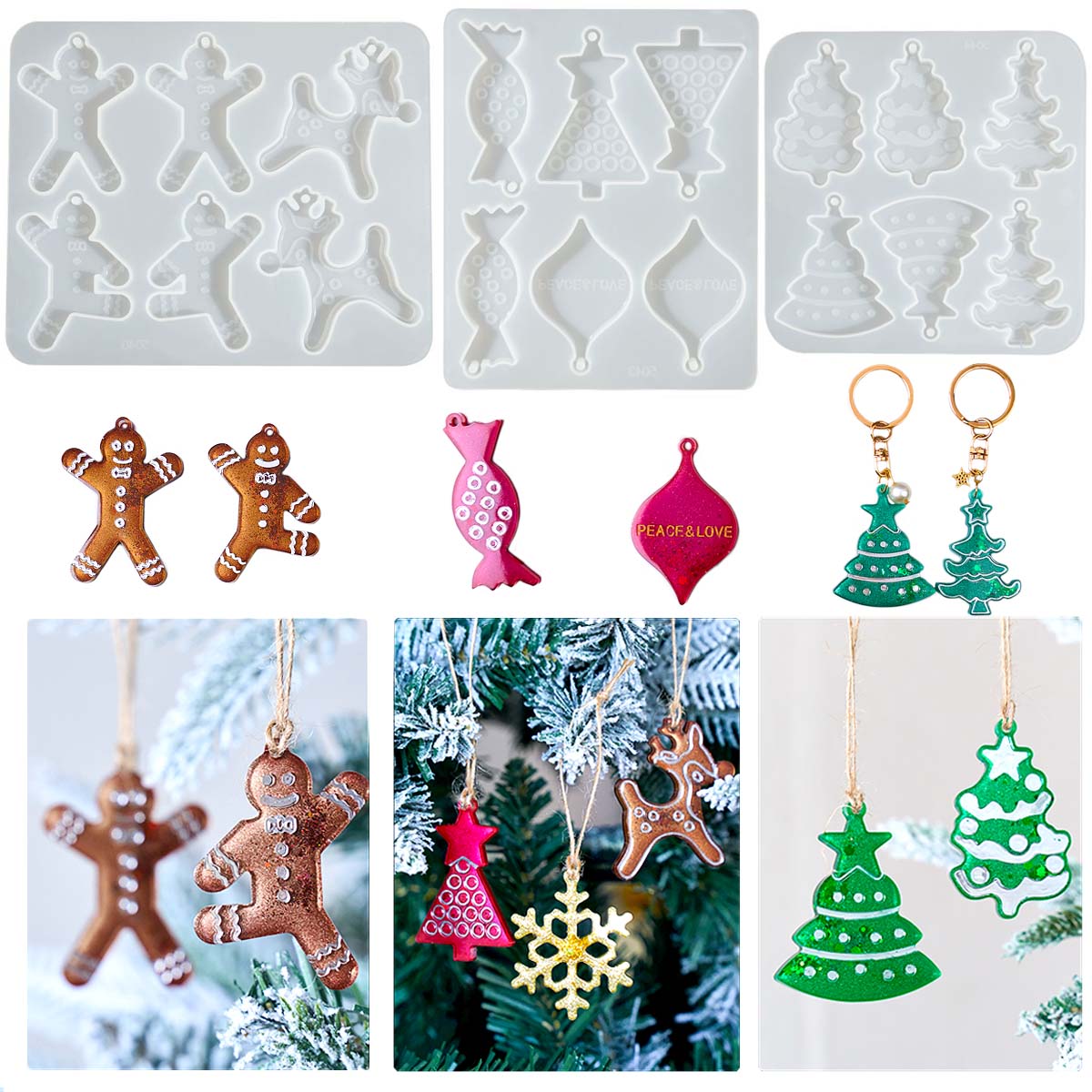 عيد الميلاد سلسلة أقراط قلادة  - مراجعة Resin Art Mould وسعره