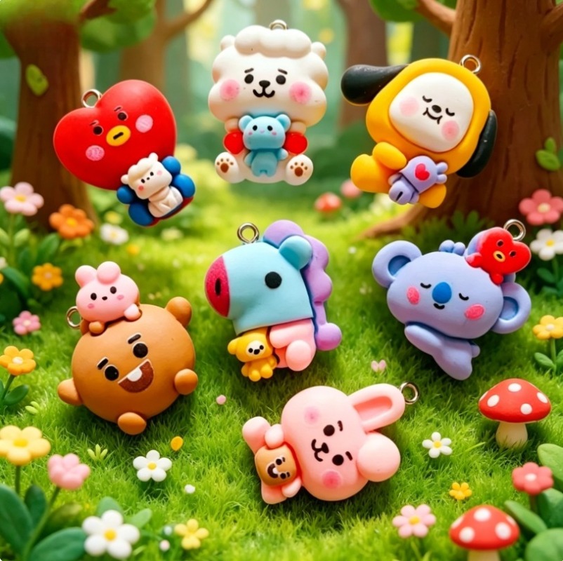 7 قطع من إكسسوارات BT21 الكرتو - مراجعة Resin Art Pendant وسعره