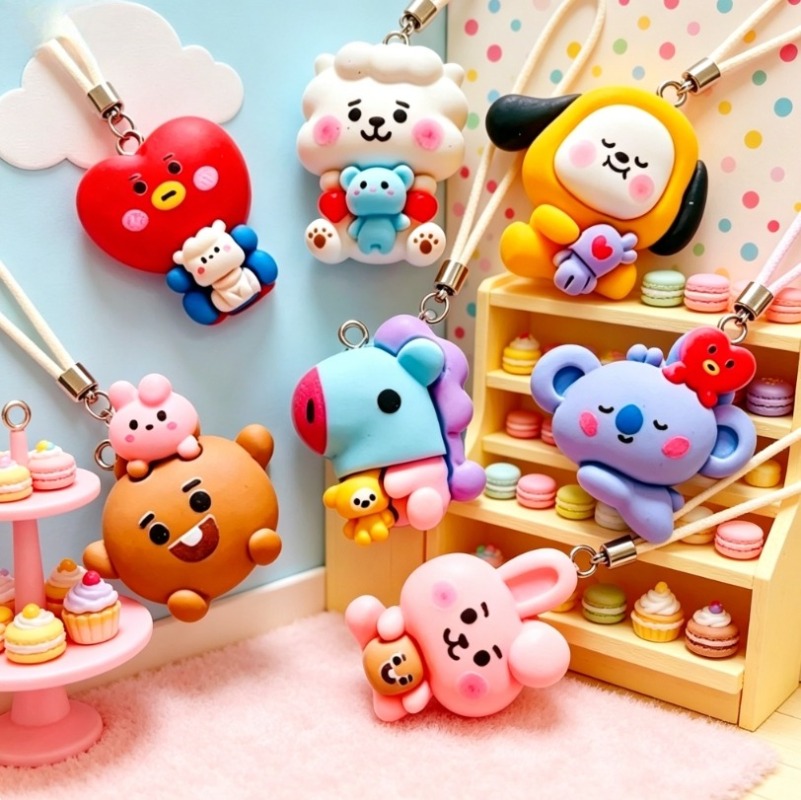 7 قطع من إكسسوارات BT21 الكرتو - مراجعة Resin Art Pendant وسعره