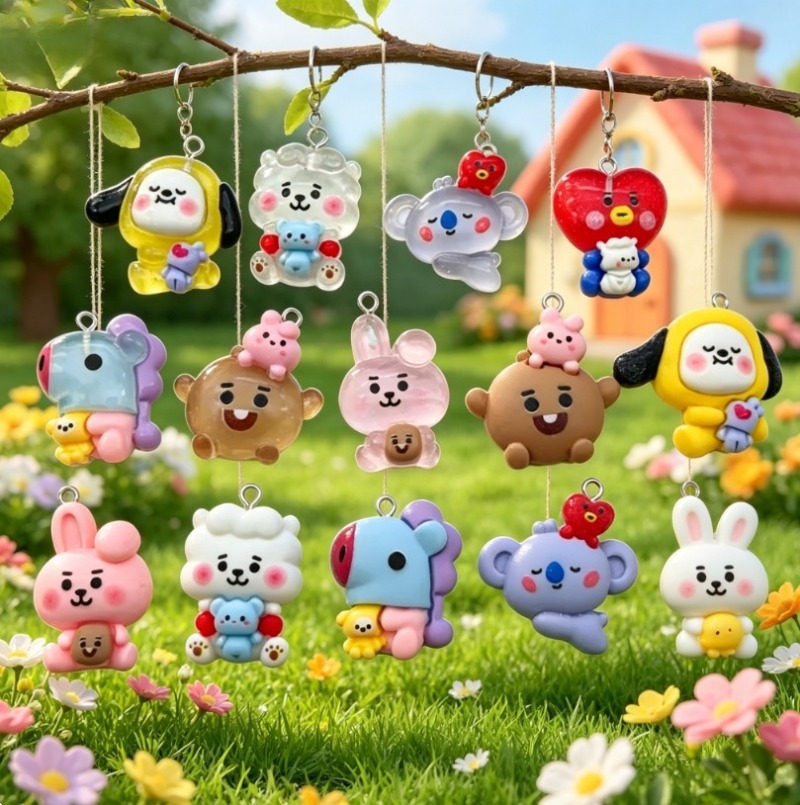 7 قطع من إكسسوارات BT21 الكرتو - مراجعة Resin Art Pendant وسعره